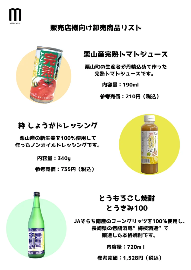 地場産加工食品取扱いについて